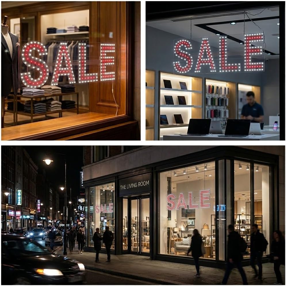 EPL SALE Red, LED 2G Blinking Sign, Eye-catching Sign, Super Bright, 8"x22", Remote Control & Retail Storefront Window Shop Decoration