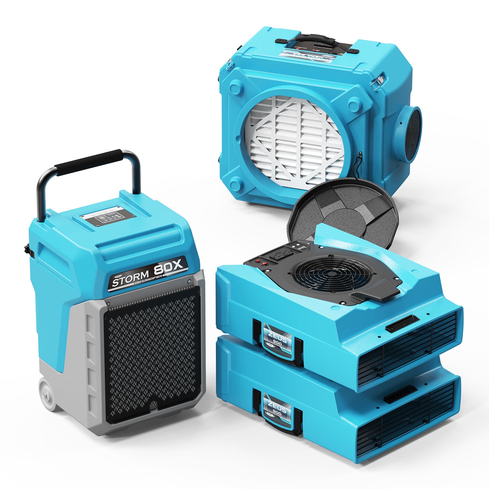 1 x Commercial Dehumidifier with Pump & Drain Hose Dehu with Wheels by ALORAIR – Large, 180.0 pints, Blue, Model Combo Package