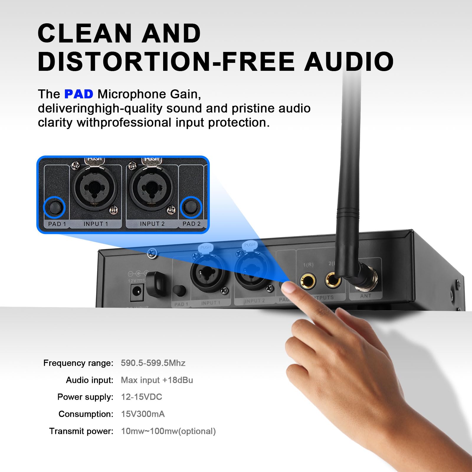 SEM100 Stereo Wireless Monitor System – Dispositivo iOS professionale per performance live e studio audio (1 canale, trasmettitore tascabile 1/2, alta qualità del suono ad alta fedeltà) (SEM100