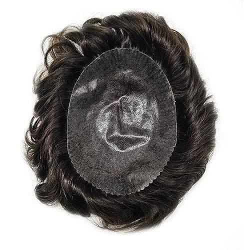 Miniatura 5 de Sistema de cabello para hombre, tupé, piezas de cabello humano para hombres, tupé de polietileno completo para hombres inyección de PU para hombres,