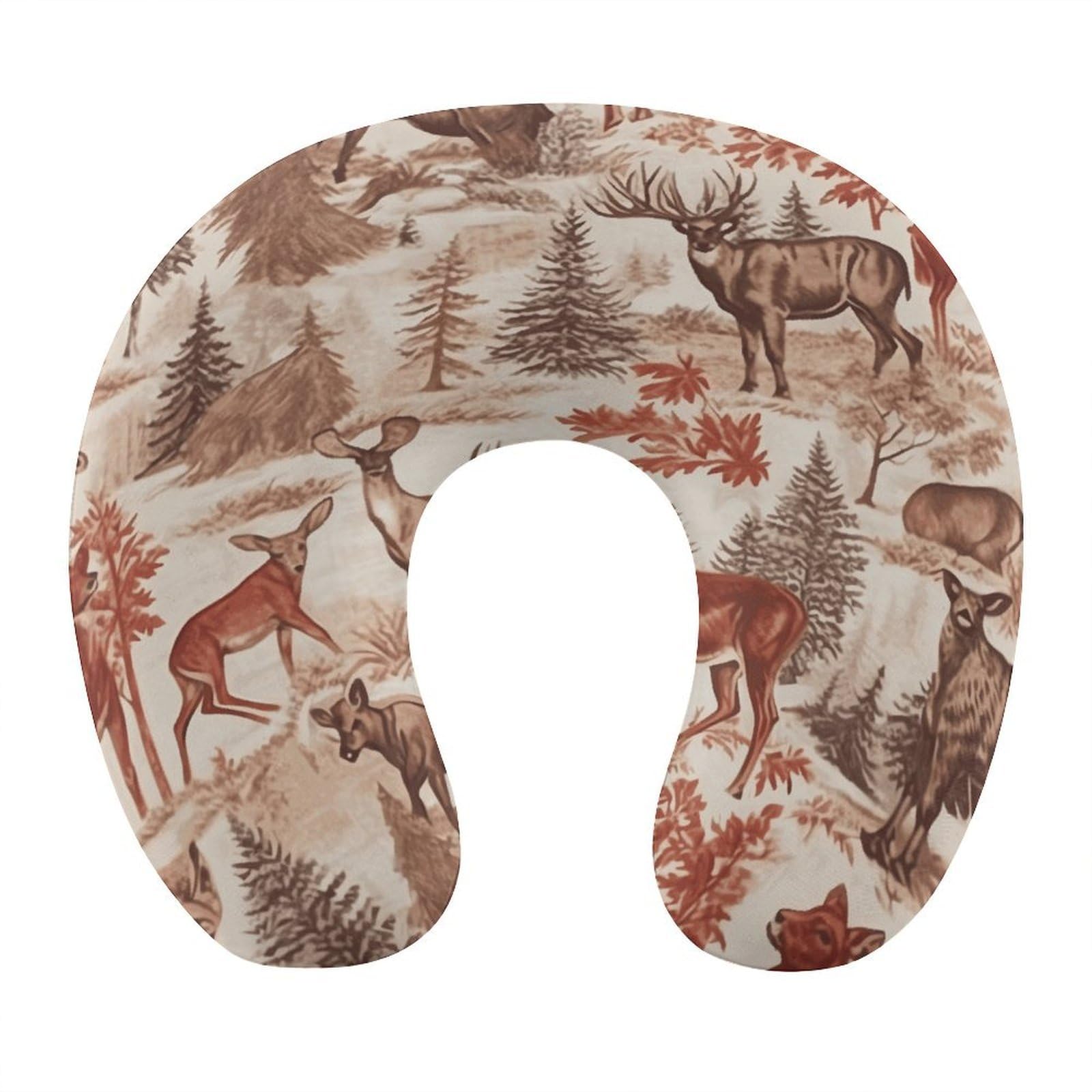 VstaDank Animal Wilderness Bear Deer Neck Pillow Memory Foam Sleeping U Shaped Pillows Cooling Travel Head Support Pillows Super Lightweight Portable Airplane Pillow for Car Office Rest