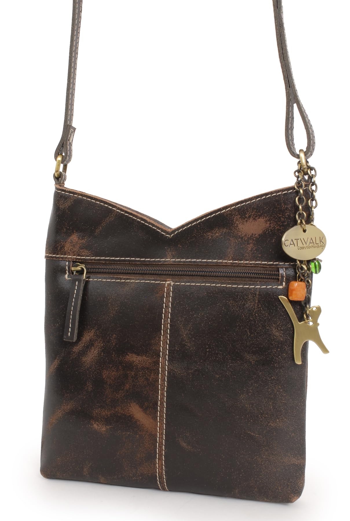 Catwalk Collection Handbags - Borsa a Tracolla Piccola in Pelle Invecchiata - Borsetta Donna - Borsa a Mano con Tracolla Regolabile - Flora