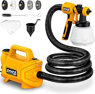 Farbsprühsystem 650W, Elektro-Farbsprühgerät mit 1300ml Behälter und 5 Düsen, Elektro Lackierpistole mit 3M Luftschlauch, für Lacke & Wandfarbe, im Innen- & Außenbereich