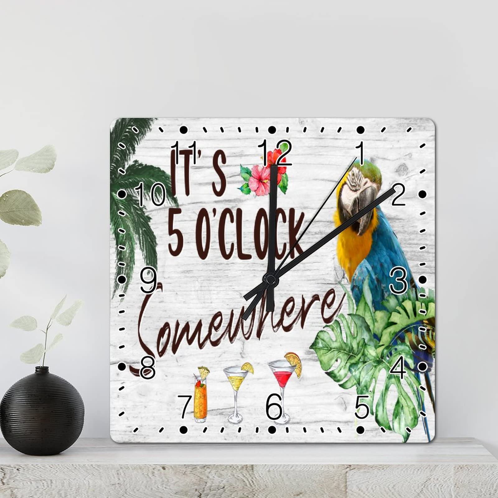 Horloge murale carrée perroquet pour décorer votre salon rustique