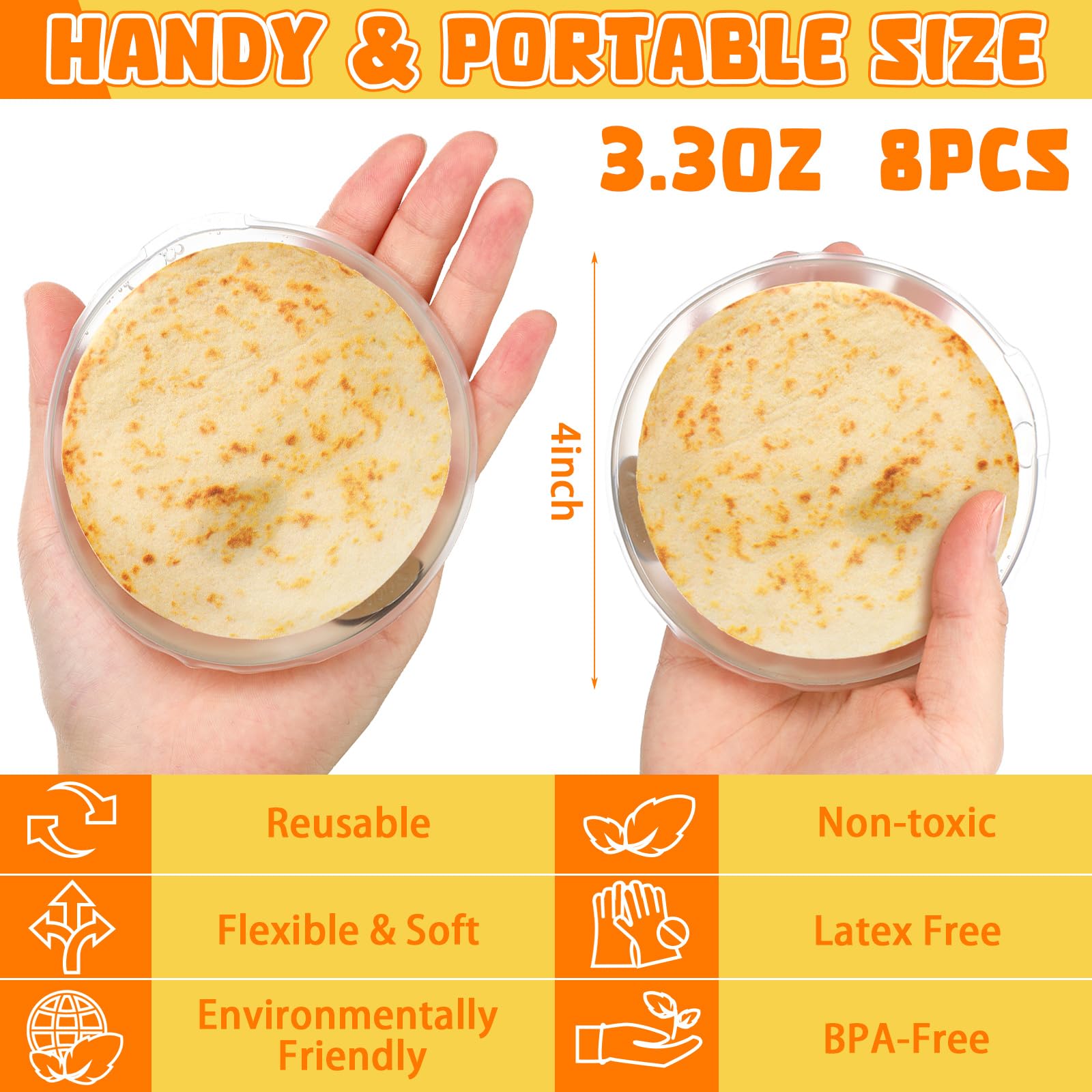 VIHOSE 8 Pcs 3.94 Inch Reusable Instant Hand Warmer, Winter Tortilla Snap Heat Pack Click Heating Pad for Funny White Elephant Gifts Winter Xmas Christmas Stocking Stuffers