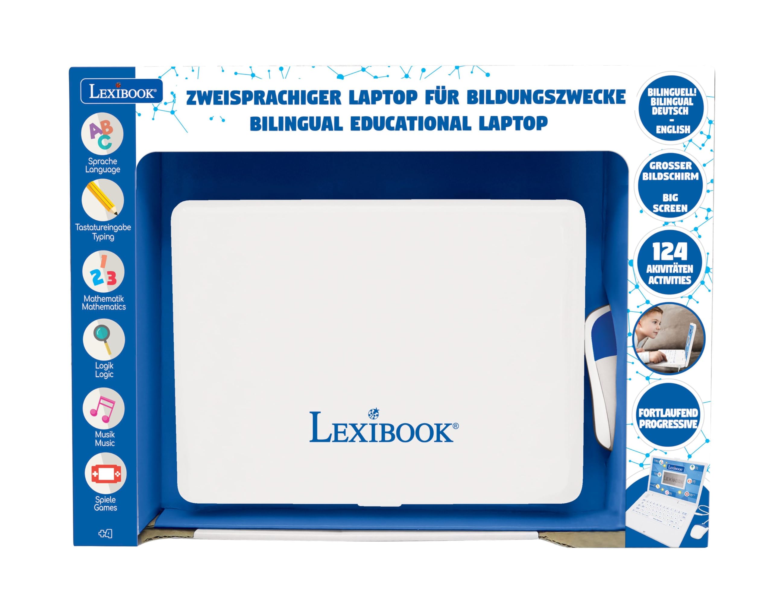 Lexibook, Educational and Bilingual Laptop German/English, Toy with 124 Activities to Learn, Mathematics, White, JC598i3LXB - Image 2