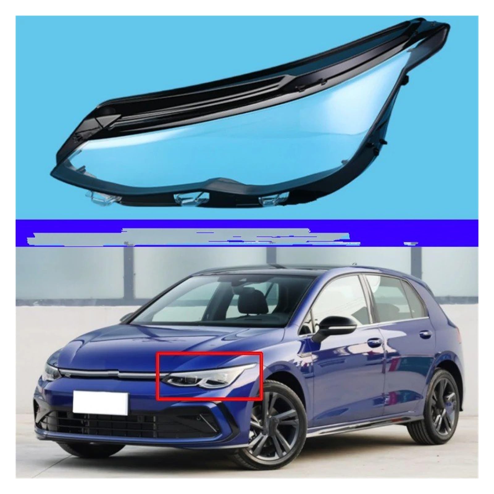 Faro Lente Copertura per Golf 8 per R-Line per GTI 2021 2022 2023 Copertura Faro Paralume Trasparente Guscio Faro Vetro Lente Lenti Fari Anteriori(Left)