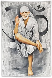 Lord Sai Baba Hindu God Tapestry India Spiritual Practice Cool Art Prints Wall Painting Artworks Tapestries 40"x60"