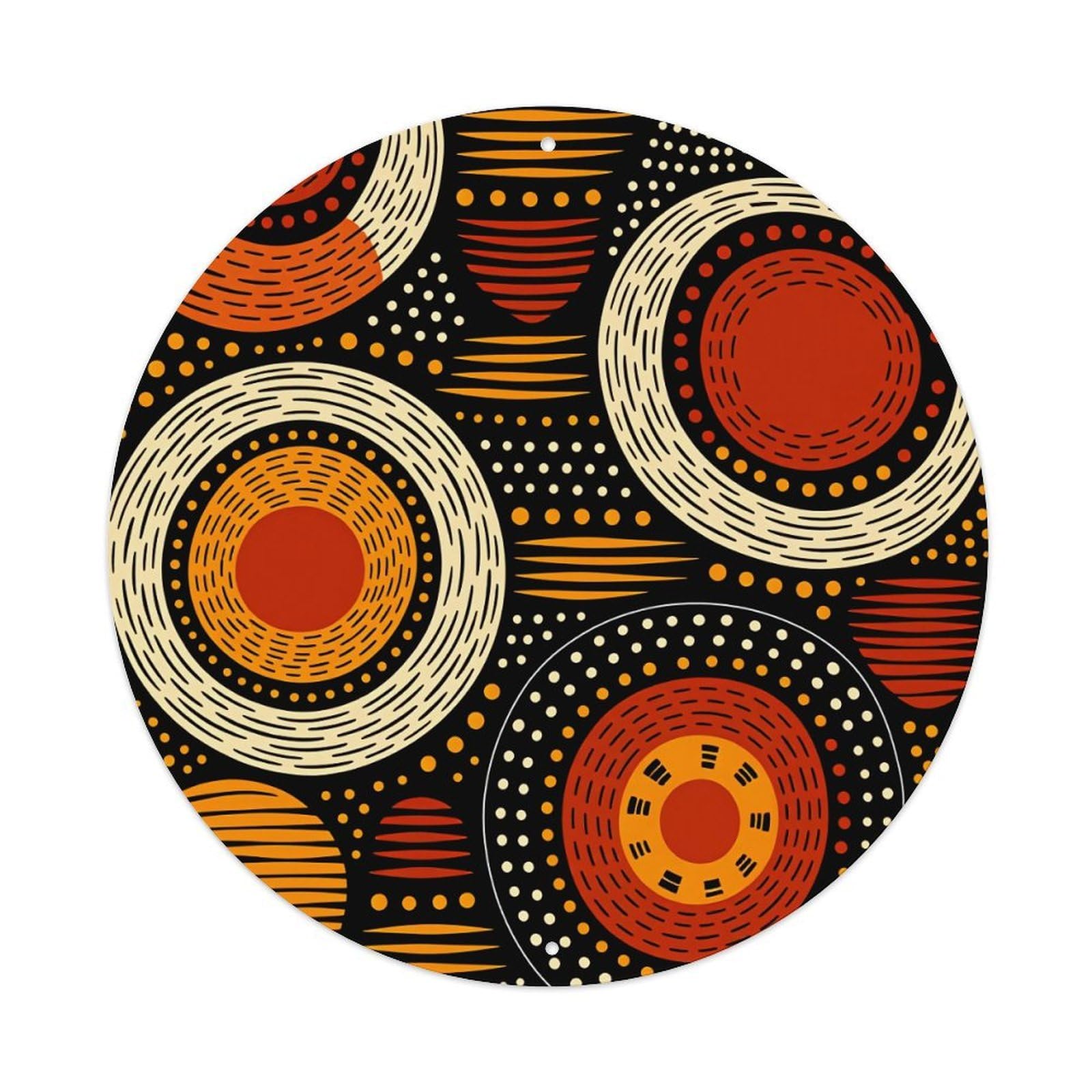 Abstract Circular Patterns With Dots And Stripes Metal Tin Sign Plaque