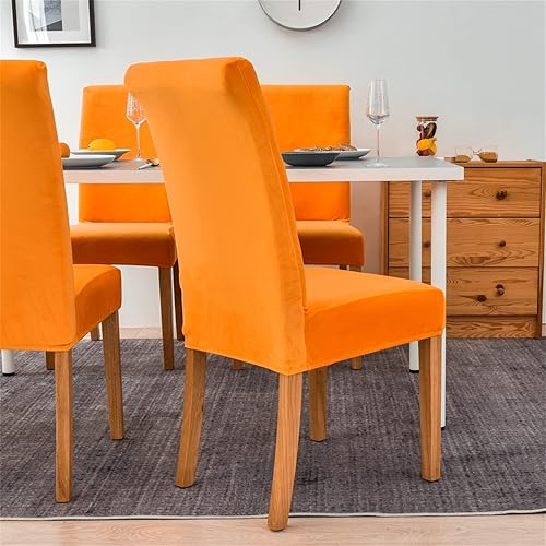 Miniatura 10 de Jusmate Juego de 4 fundas de terciopelo suave para sillas de comedor, fundas elásticas para sillas de comedor y sillas Parsons, lavables y