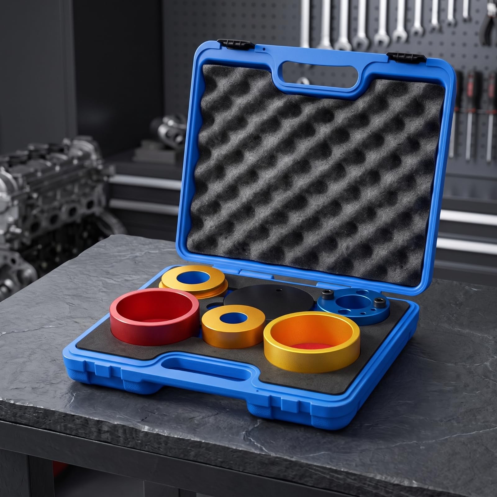 Instalador Retén Cigüeñal Profesional Kit Instalación Retén con Estuche Anodizado Herramienta para Garaje, Naranja