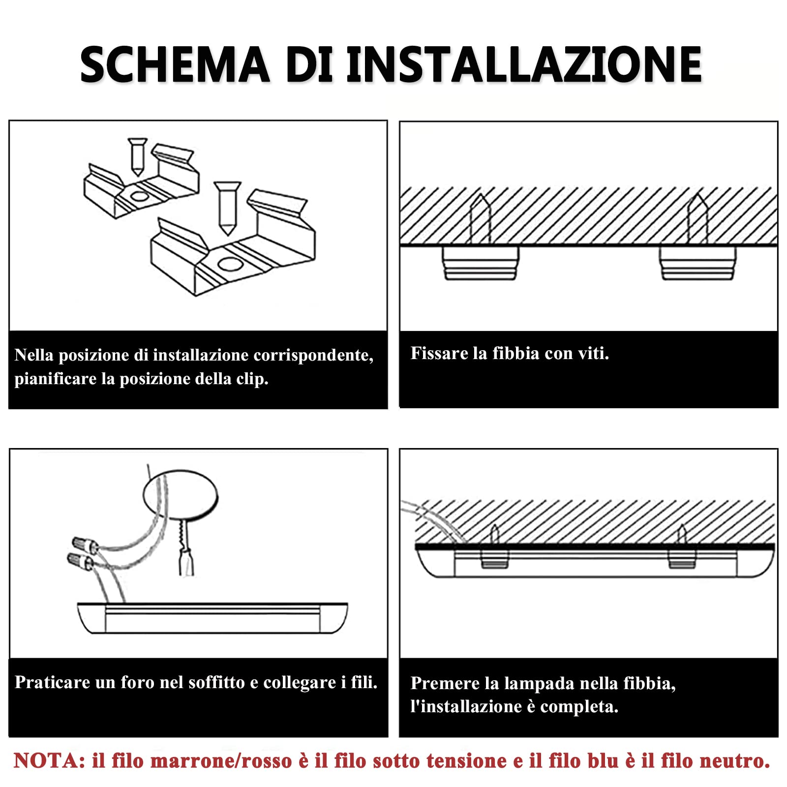 Sararoom Neon Tubo Led Barra 30cm 10W 1200LM Plafoniera Led Soffitto Bianco neutro 4500K Tubolare Luce Sottopensile, Lineare Lampada per Cucina Officina Ufficio Bagno Giardino Magazzino Garage Parete