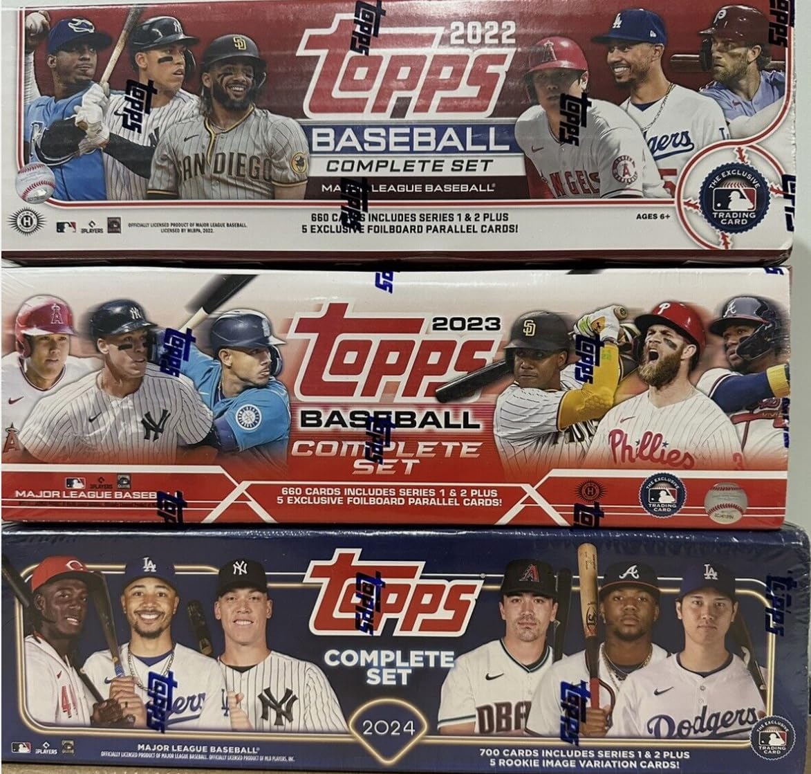 2022 2023 2024 Topps Baseball Complete Sealed Factory Set 3 Lot Bundle