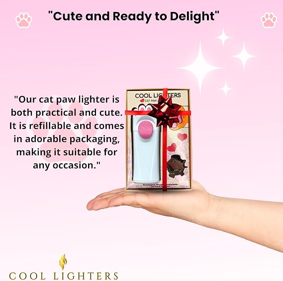 Cat Paw Lighter - Cute Lighters for Women, Cat Gifts for Cat Lovers and Kawaii Accessories, ideal Cat Gifts for Women, Unique Lighters, Gas free, Funny Lighters, Cute Pink Lighter