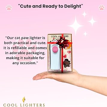 Cat Paw Lighter - Cute Lighters for Women, Cat Gifts for Cat Lovers and Kawaii Accessories, ideal Cat Gifts for Women, Unique Lighters, Gas free, Funny Lighters, Cute Pink Lighter