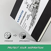 Vista 4 de Cuaderno de bocetos de tapa dura, cuaderno cuadrado con papel de dibujo grueso de 120LB/200GSM, bloc de bocetos de 120 páginas/60 hojas