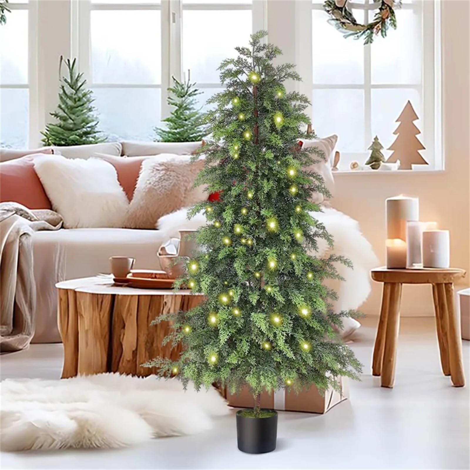 Generisch 2026 Plante en pot lumineuse de 90 cm pour intérieur et extérieur, pour véranda, vert, 90 cm