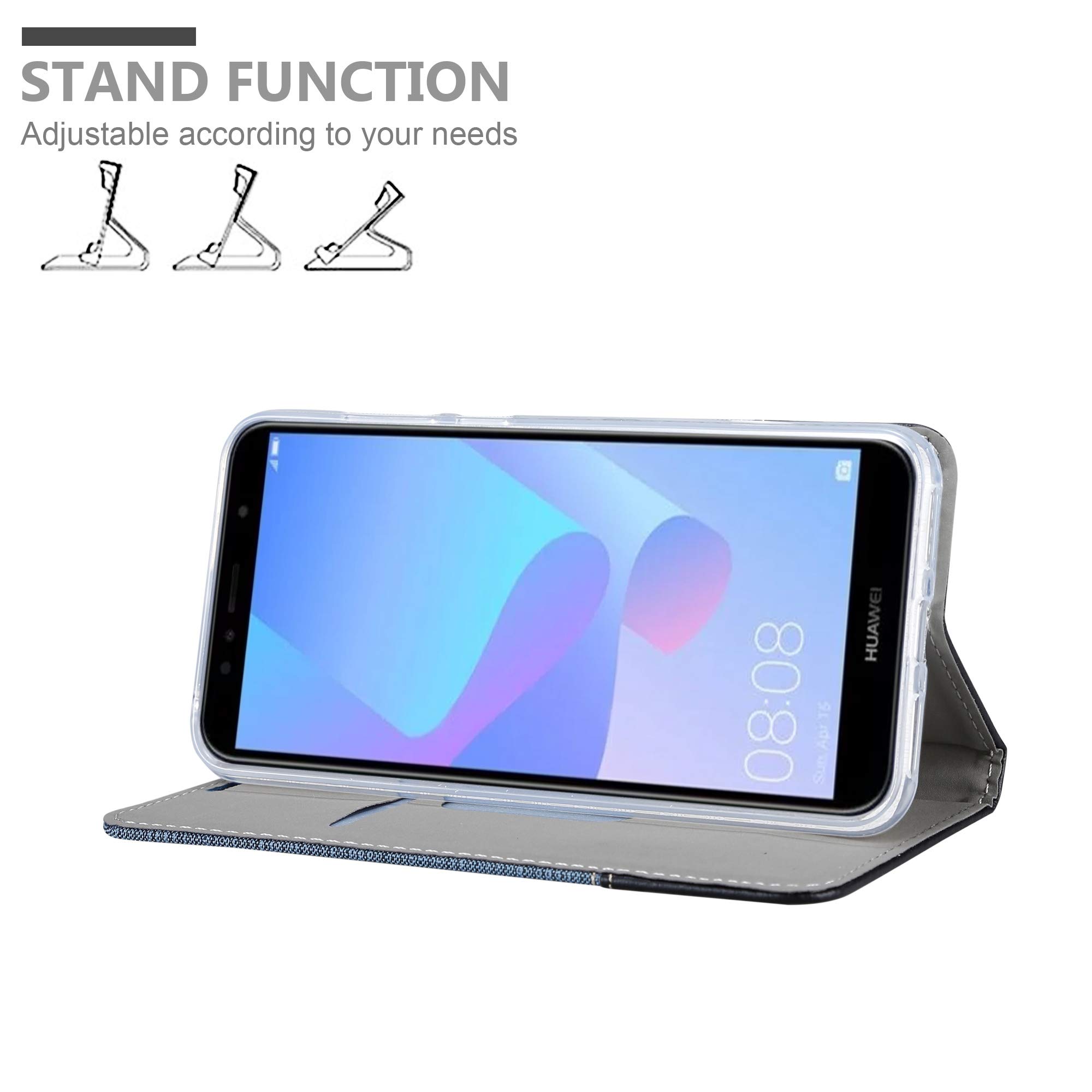 Cadorabo Custodia A Libro Per Huawei Y6 2019 - Fiori Turchesi, Con Porta Carte E Supporto Magnetico