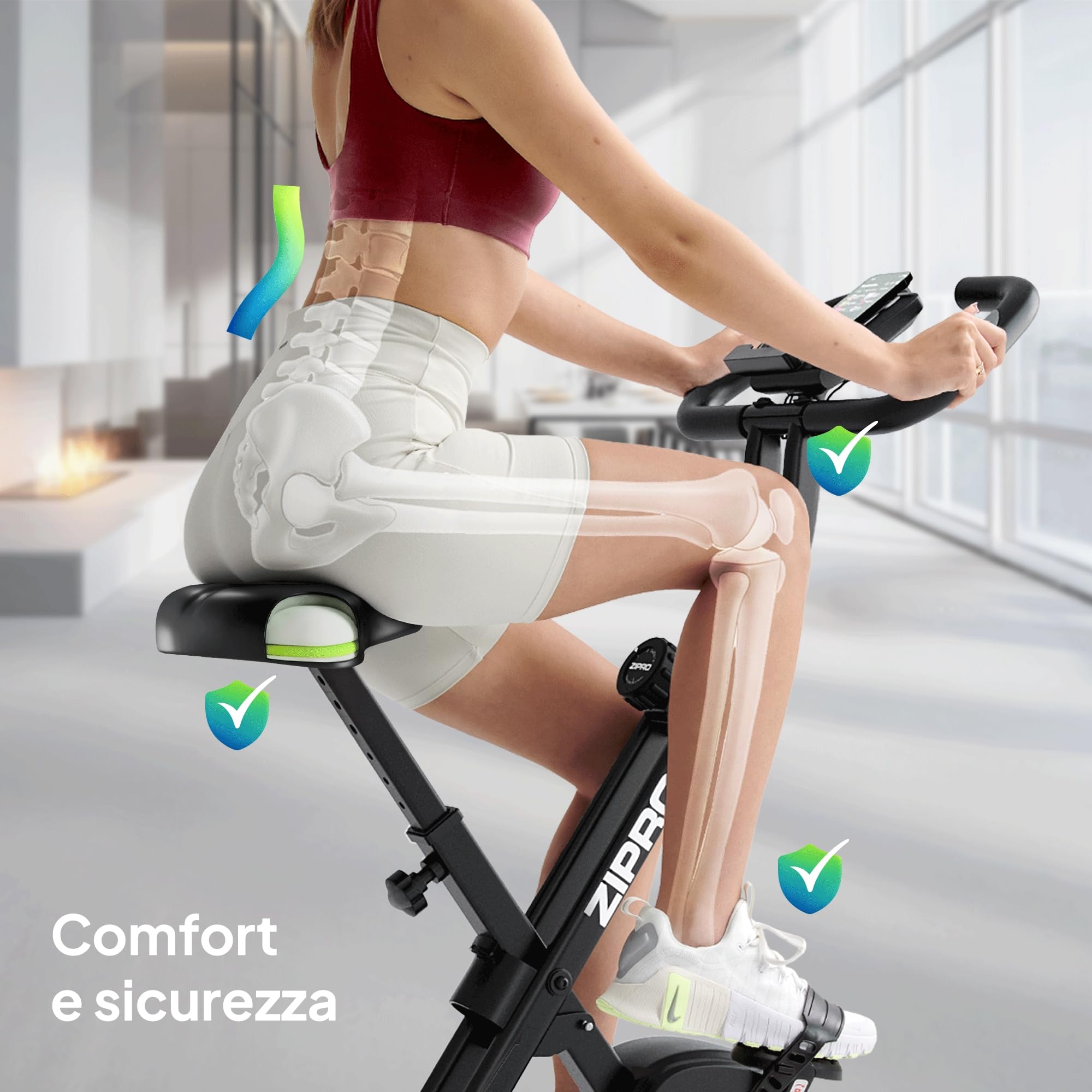 ZIPRO Cyclette da Casa Pieghevoliciclette Esercizi Pieghevole Professionale Bike Camera Palesta Bici Salvaspazio Orizzontale Smart Bicicletta Mini Magnetica Ciclet Home - Eclipse X