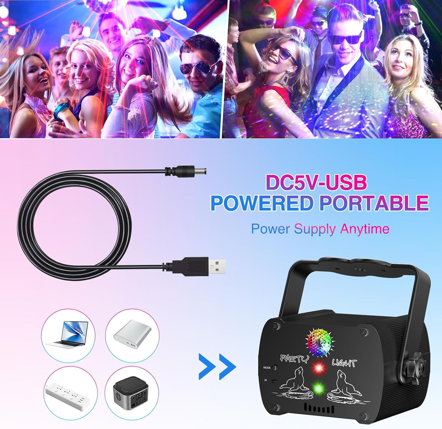 Lampe de Scène LED, Effets Disco Multicolores à Commande Sonore, Mini Projecteur à Facette pour Fête, Soirée, DJ, Disco-Bar, Club, Maison et Noël.