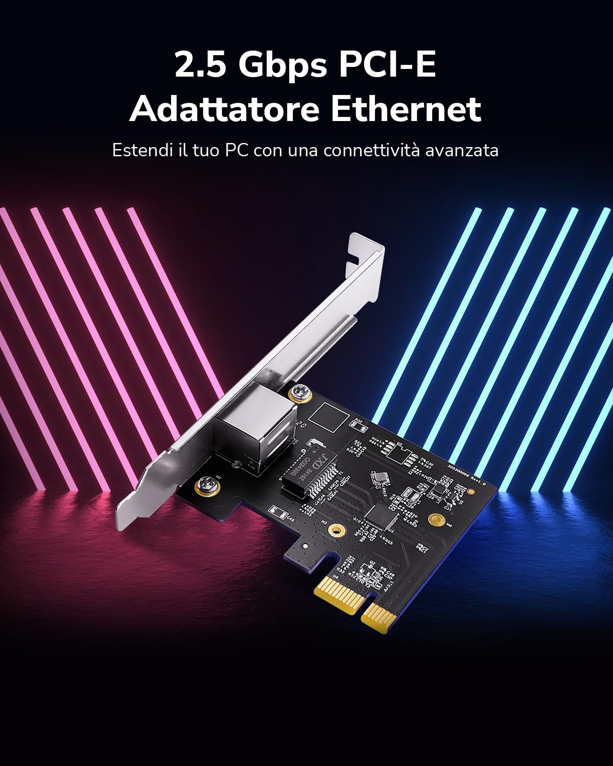 Cudy Adattatore di rete PCI Express da 2,5 Gbps, scheda PCIe da 2,5 GBase-T, staffa a basso profilo, Windows 10/8 / 8.1/7, Windows Server 2012, 2008, Linux, PE25