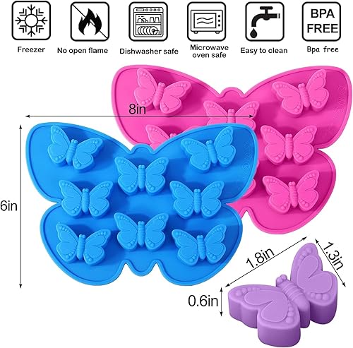 2 bandejas de silicona con forma de mariposa para cubitos de hielo, moldes de cera derretida y chocolate para hornear, antiadherentes disponible en Yaxa Guatemala