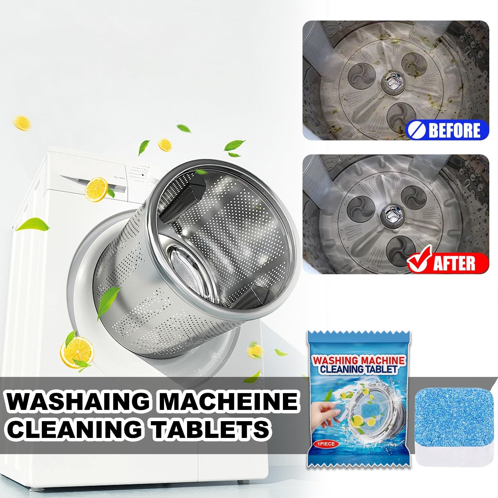 pastiglie detergenti per lavatrice Serbatoio for la pulizia profonda delle pastiglie detergenti for lavatrice(100pcs)