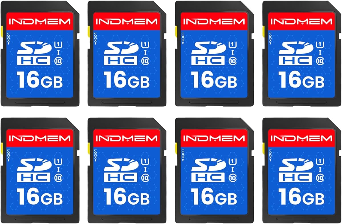 INDMEM SD Card 16GB, 8 Packs Class 10 16GB Flash Memory Card MLC Standard Secure Digital Cards Camera Card : Electronics