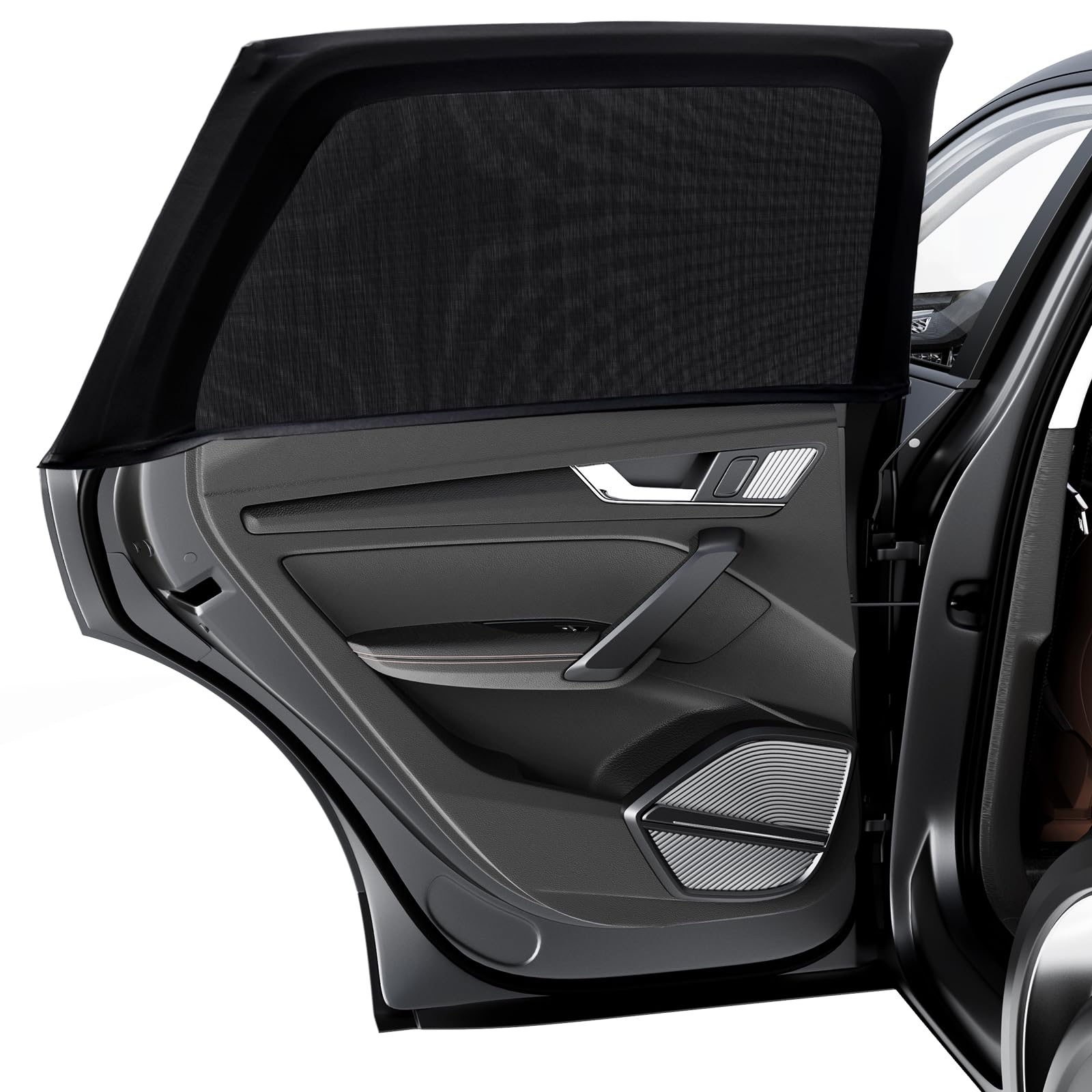 PEYOU Car Window Shades for Baby 2 Pack, Stretchable & Breathable Spandex Rear Car Sun Shade for Baby Effectively Blocks UV Rays & Sun Glare & Mosquito for Kids/Adults/Pets- 44.9"X19.7" Fits 99% Cars