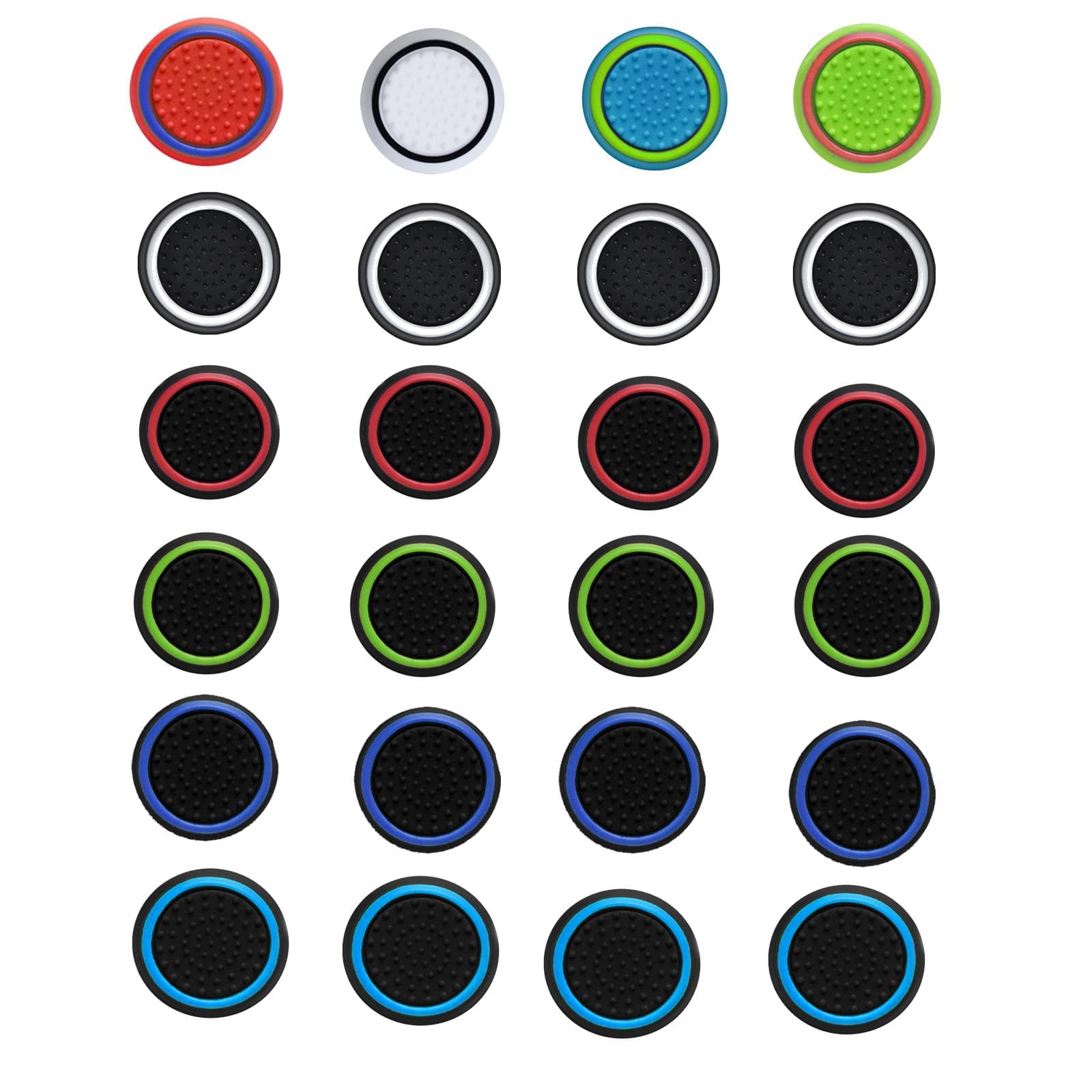 24PCS Silicone Performance Joystick Grips Analog Thumb Stick Grip Cap for PS2, PS3, PS4, PS5, Xbox One, Xbox Series X/S, Xbox 360, Switch Pro Controller (Black&Blue)