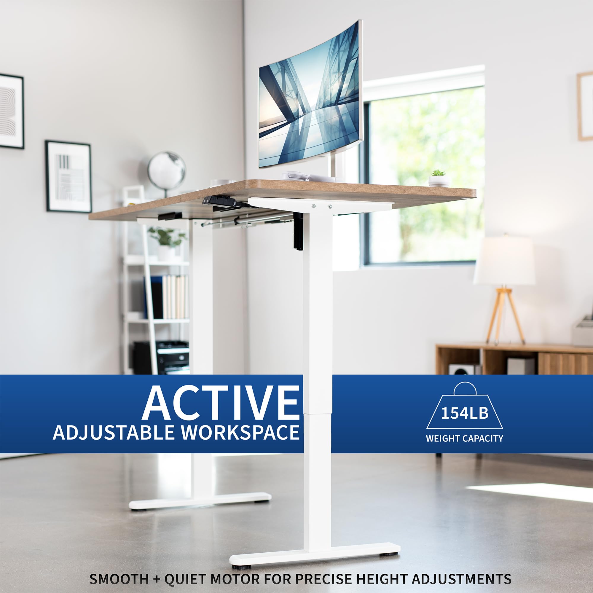 VIVO Electric 71 x 30 inch Stand Up Desk Height Adjustable White Top White Frame Home and Office — view 3