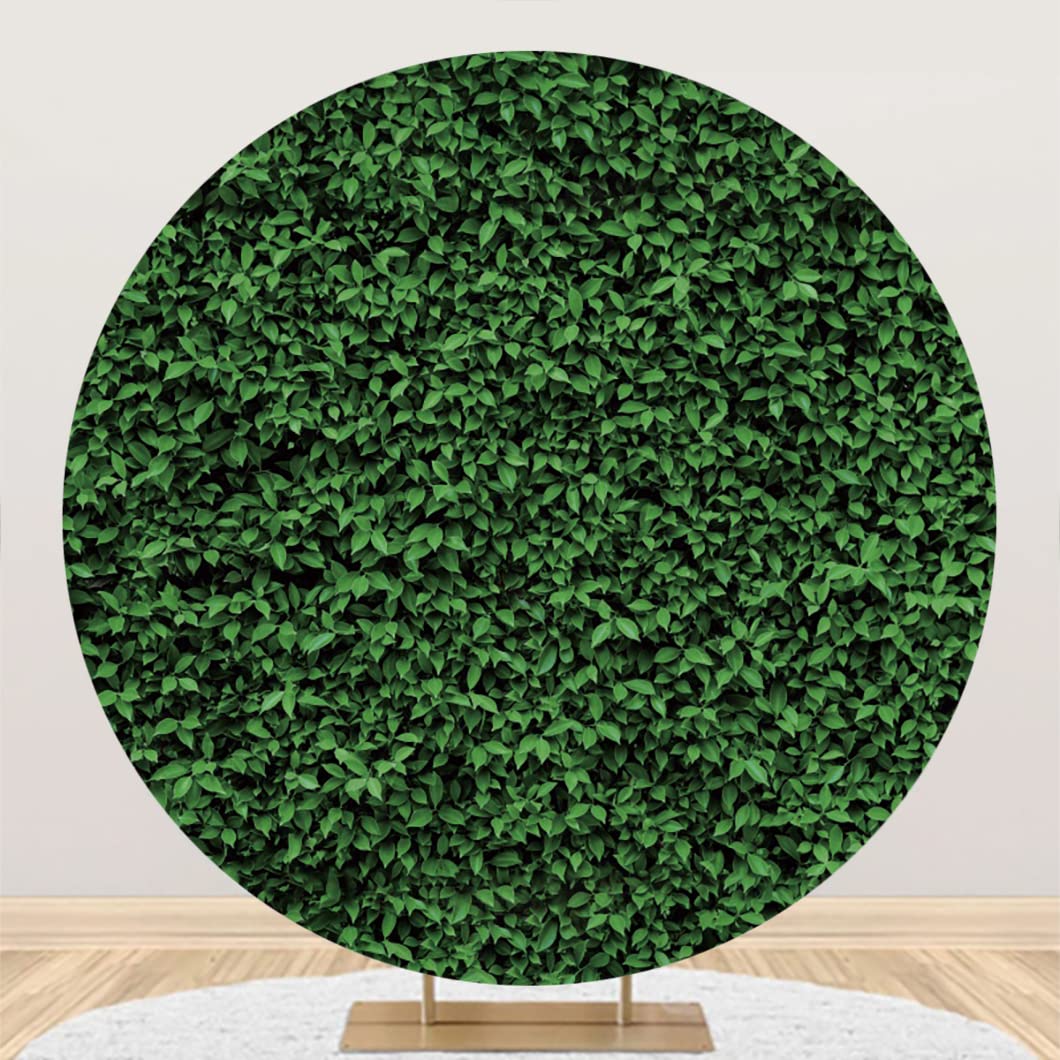 Yeele Green Leaf Round Backdrop Cover 3D Natural Full Green Leaf Sence Landscape Circle Background for Green Lawn Wedding Birthday Party Newborn Baby Shower Decorations Banner Photo Booth 7.2x7.2ft