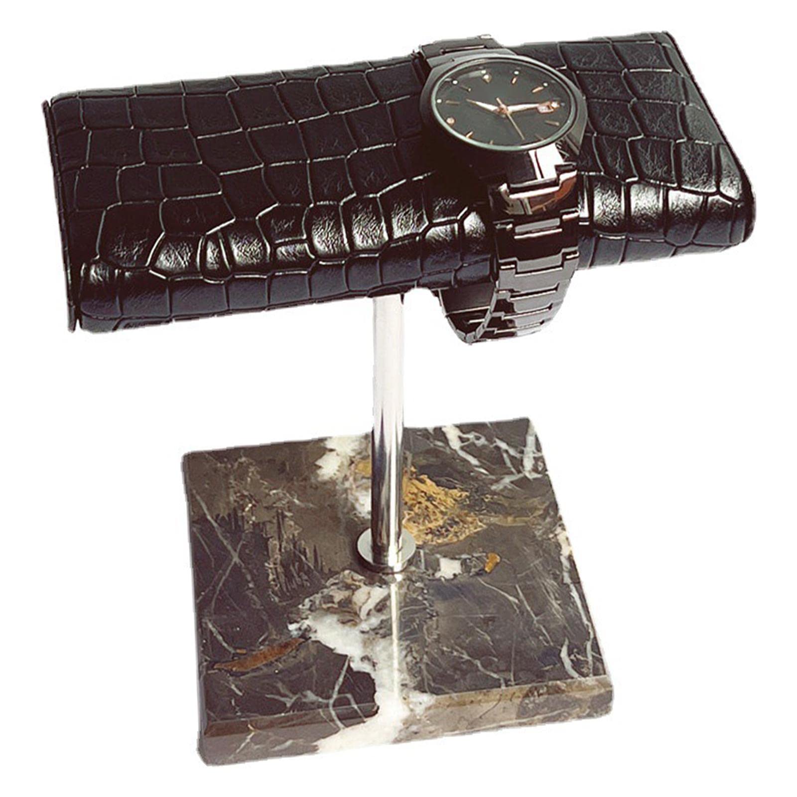 Watch Stand Espositore Porta Orologi Supporto Gioielli Organizzatore Bracciali Base Marmo PU Metallo Funzionale Adatto per Camera da Letto Scrivania R, Modello Coccodrillo