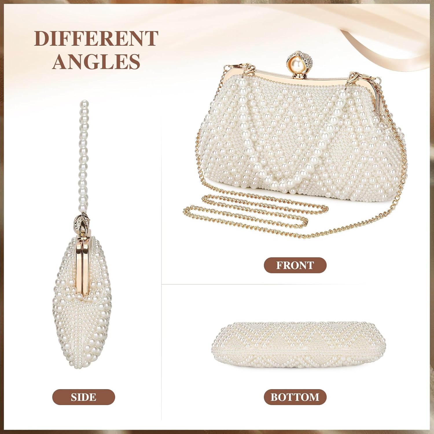 Pearl Clutch Bag for Women Evening Wedding Party Bridal Handbag Ladies Beaded Clutch Purse - Image 7