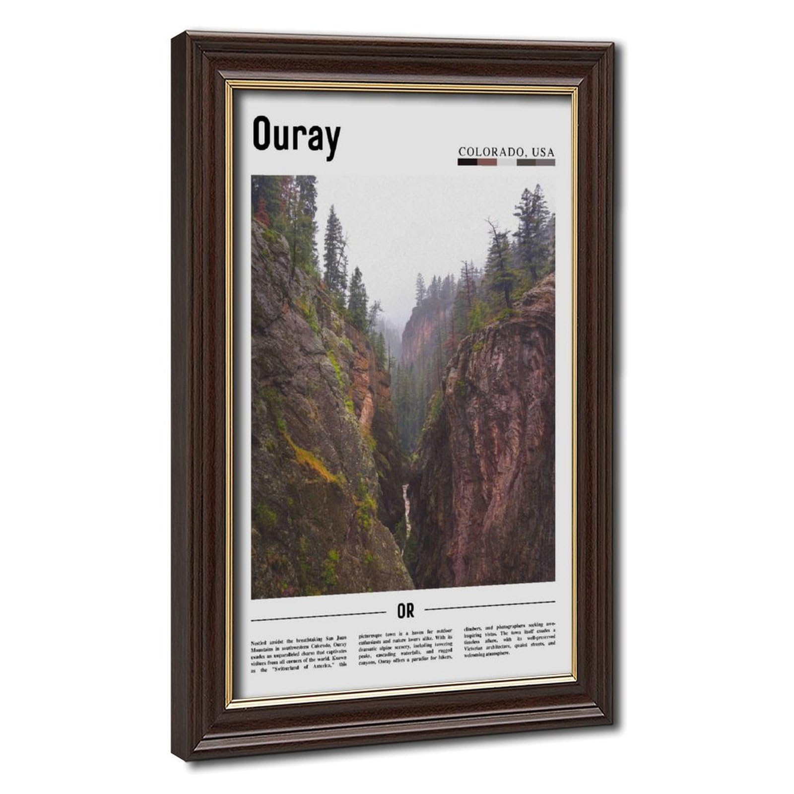 Wcyb Mokume Gane Frame Ouray Colorado Usa America Scenery Travel Posters Prints Canvas Deco Paintings Wall Art Hangable Frame 20" L X 30" W