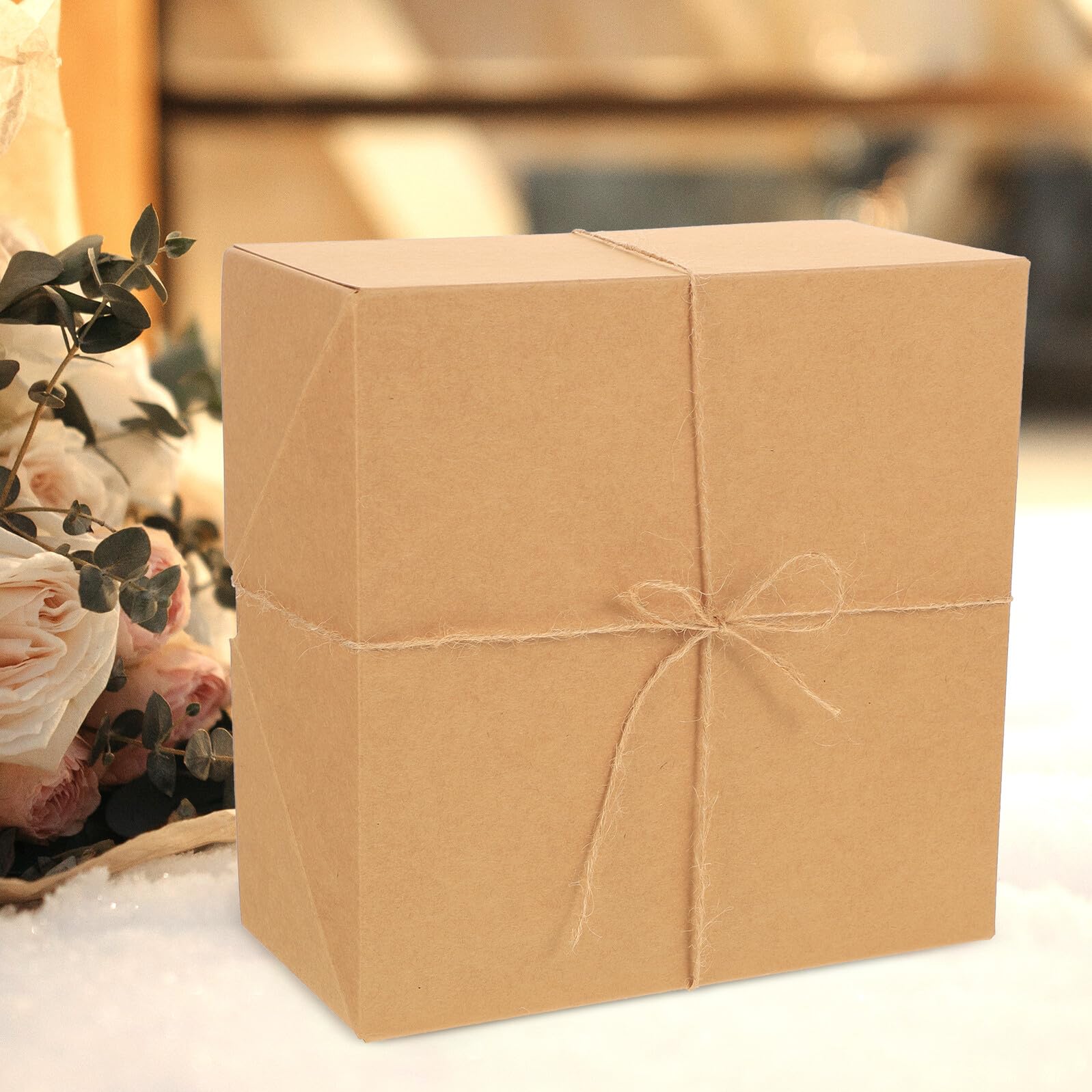 VICASKY 6 pezzi Scatole Regalo Kraft Confezioni Decorative Quadrate in Carta Kraft per Bomboniere Packaging Dolci e Regali Eleganti