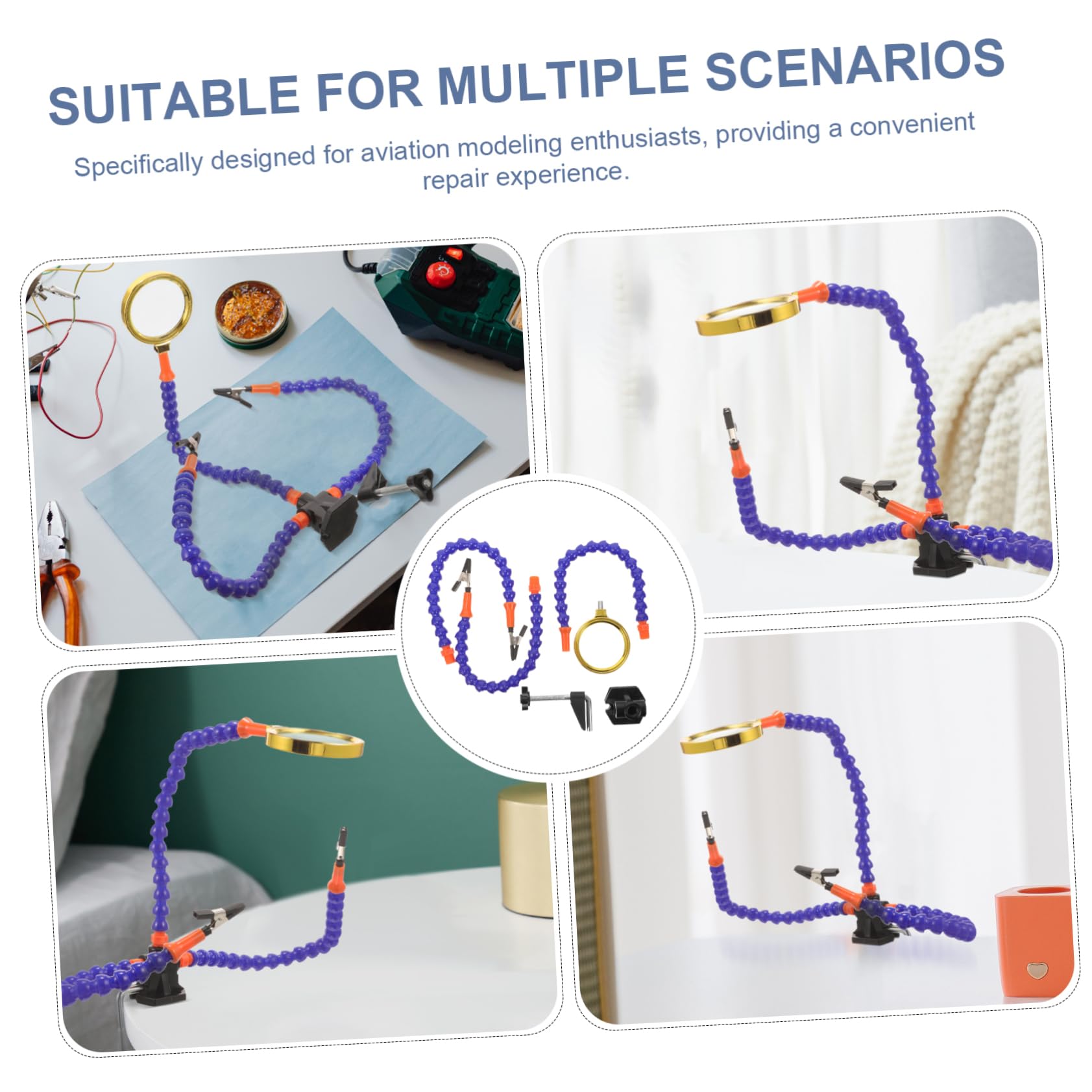 HOMSFOU Accessoires pour Table de Soudage Pince Crocodile 3 Griffes en Métal et Caoutchouc Loupe pour Soudure et Réparation Facile en Modélisme Aéronautique