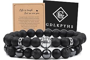Black Obsidian Bracelet for Boys 8-12 - Basketball Bracelet - Tourmaline Beaded Bracelets