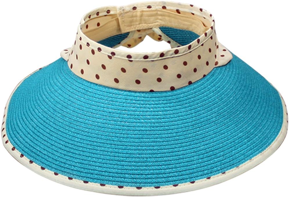 Dahlia Women's Summer Sun Hat - Polka Dot Ribbon Straw Visor