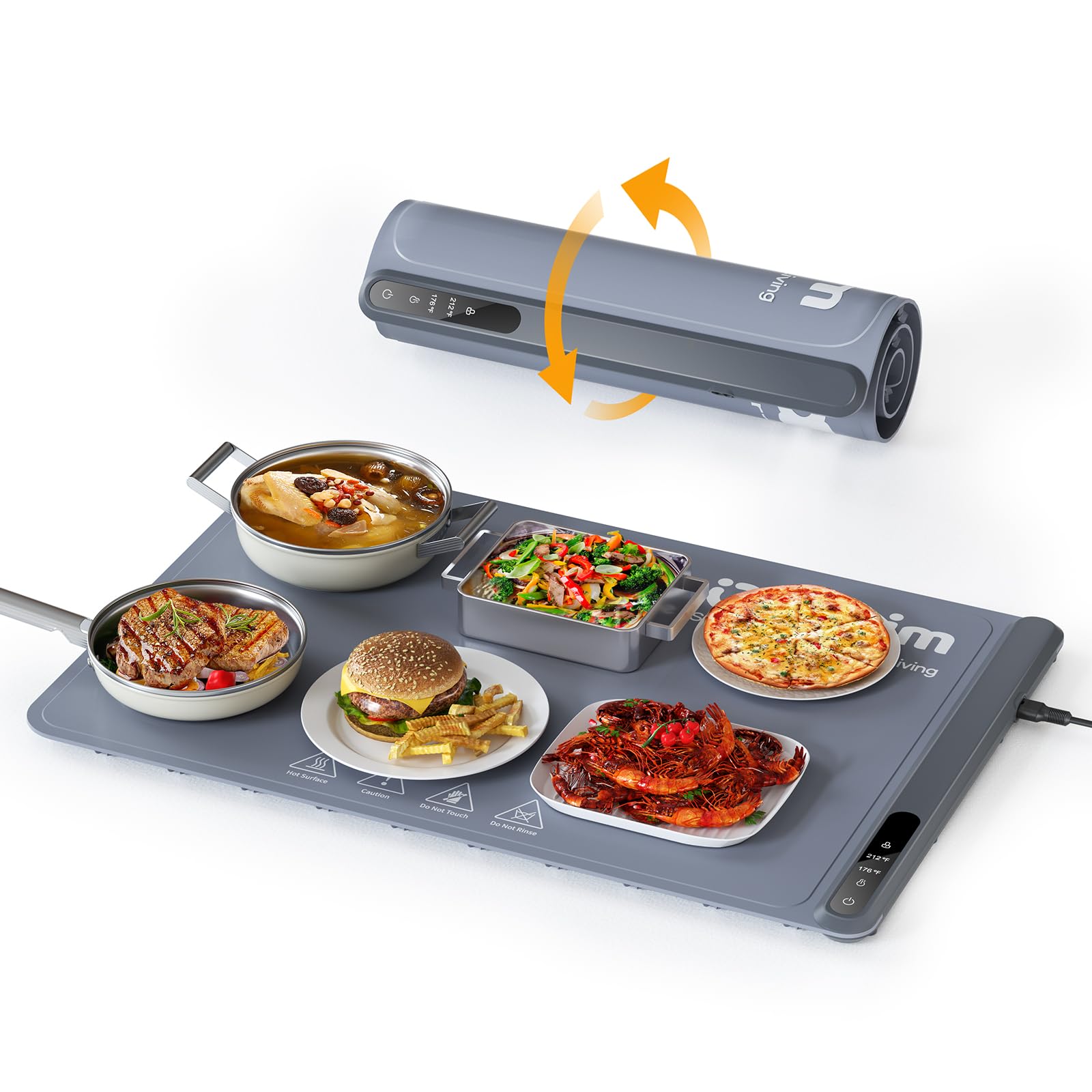 Extra Large Food Warming Tray with Adjustable Temperature Control, Electric Server Warmer Mat, Hot Plate for Buffets, Restaurants, House Parties, Party Events (24