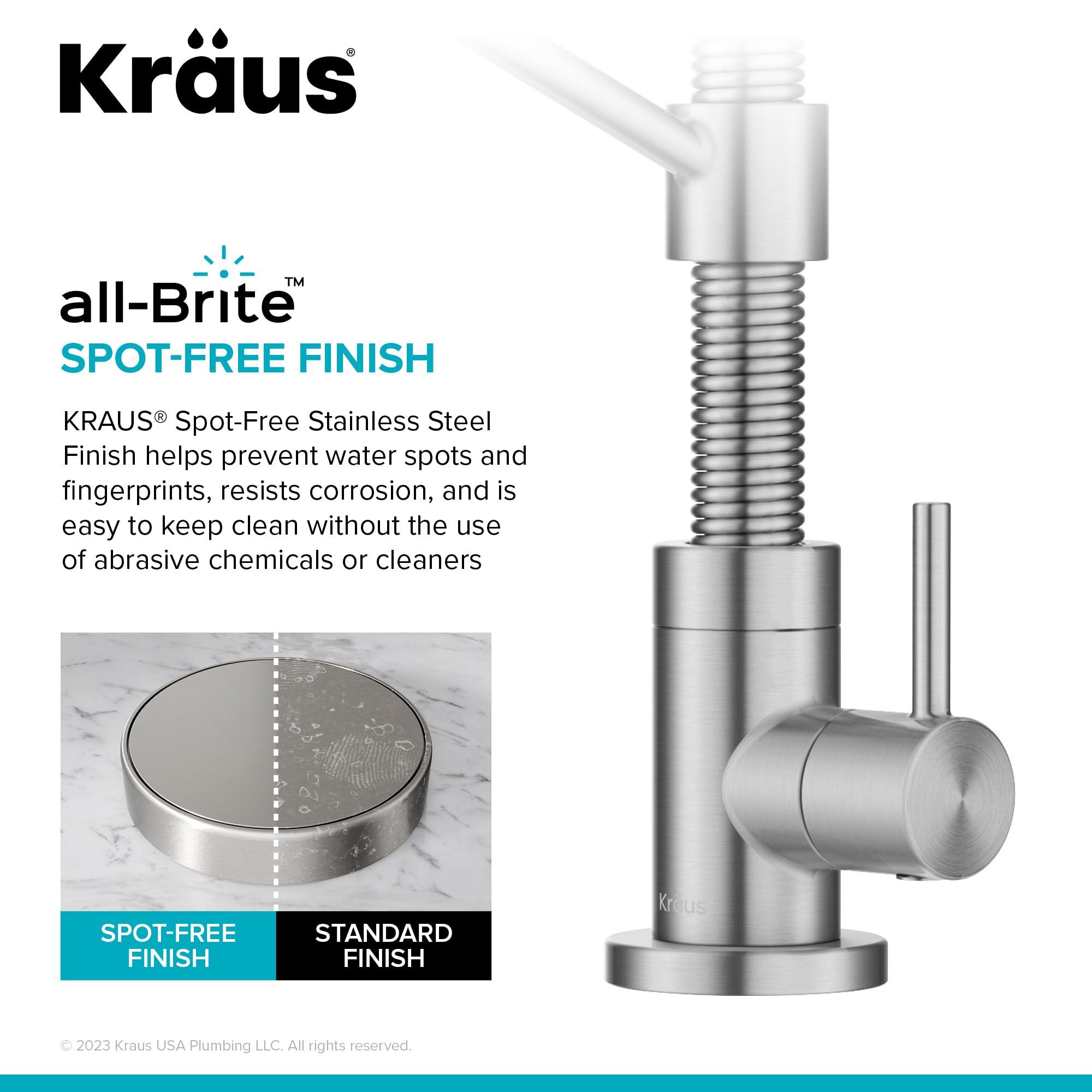 KRAUS Bolden FF-104SFS - Grifo de filtro de agua potable monomando para ósmosis inversa o sistema de filtración de agua en acero inoxidable sin manchas