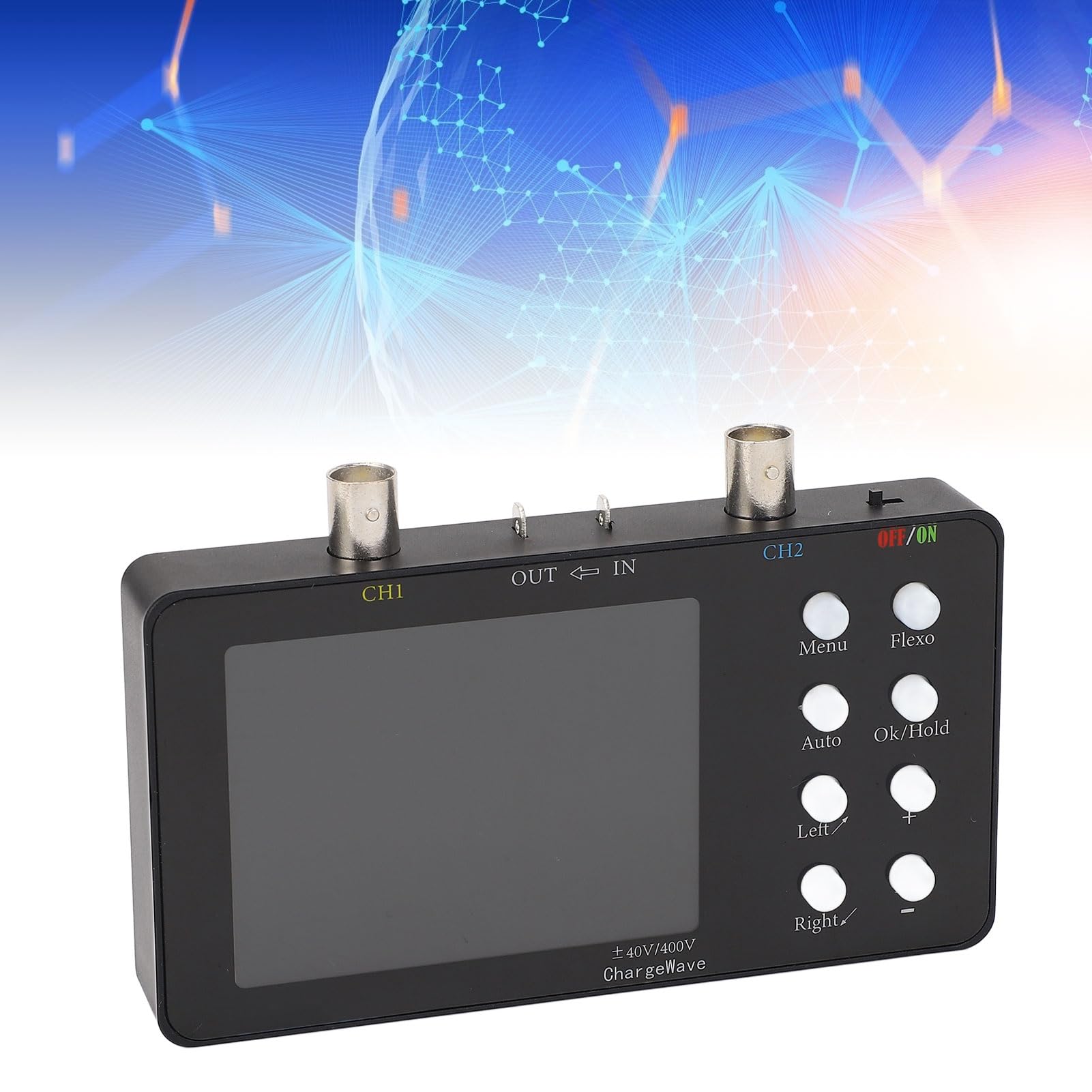 Keenso Osciloscopio digitale palmare per la dissoluzione di alimentazione di alimentazione, 2 ChanneloSilloscopio con clip sonda e batteria 2500 mAh, display LCD per i progetti di hobby elettronico