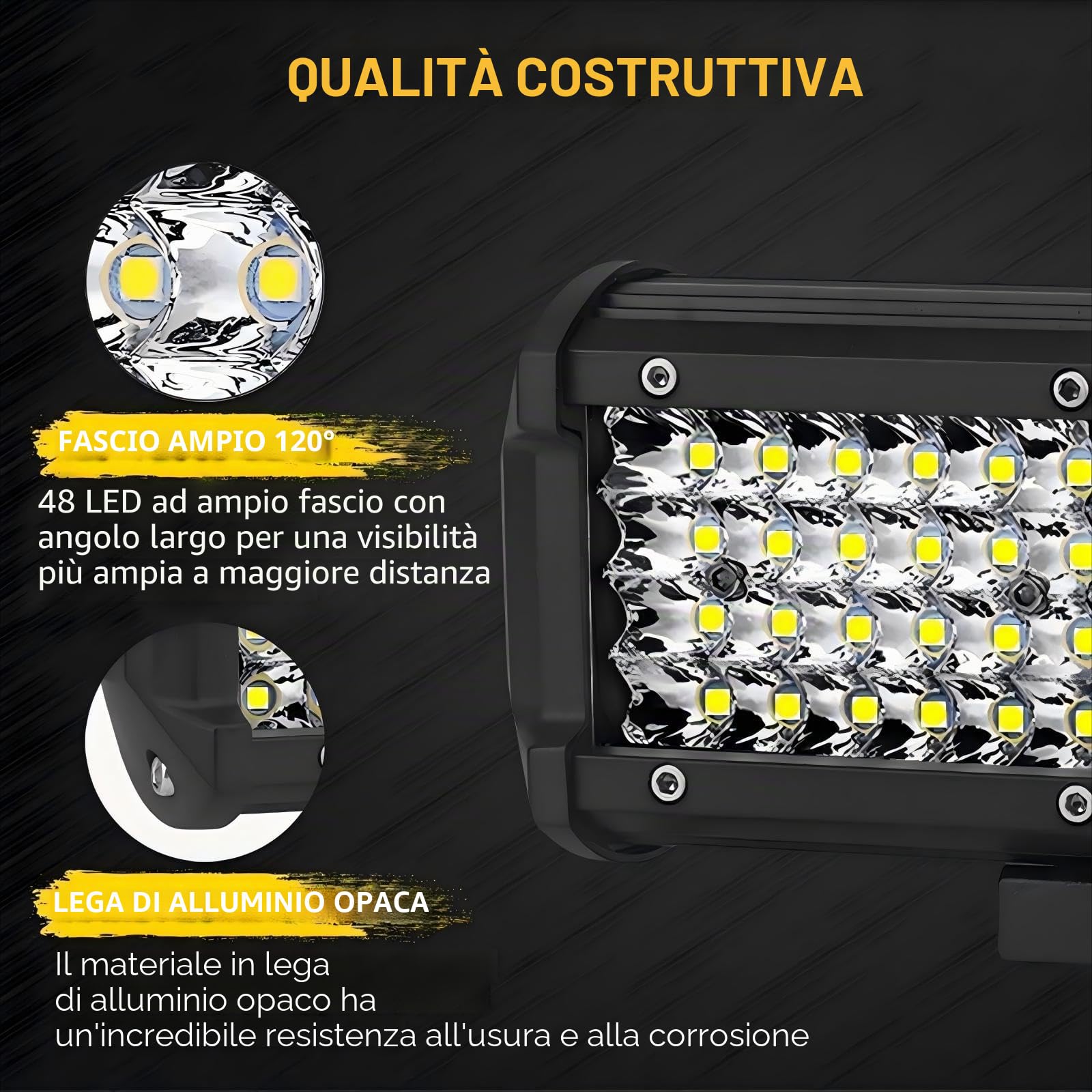 Faro da lavoro LED, 2 x 7 pollici 288W Barra led Trattore Auto,12v 24v,Faretto Faro Luci led,Off-road Fendinebbia Impermeabile Per Fuoristrada Moto SUV Camion