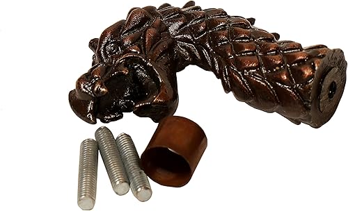 Miniatura 3 de Bastón de madera victoriano con acabado antiguo marrón con mango de dragón de aluminio sólido