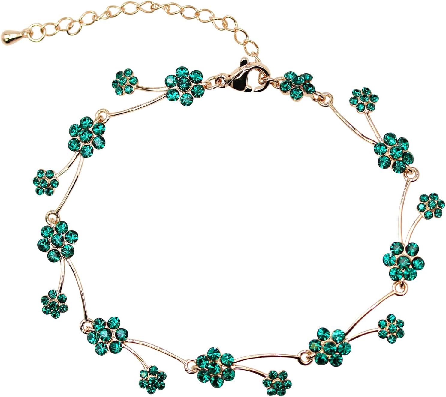Faship Gorgeous Rhinestone Crystal Floral Necklace Earrings Set