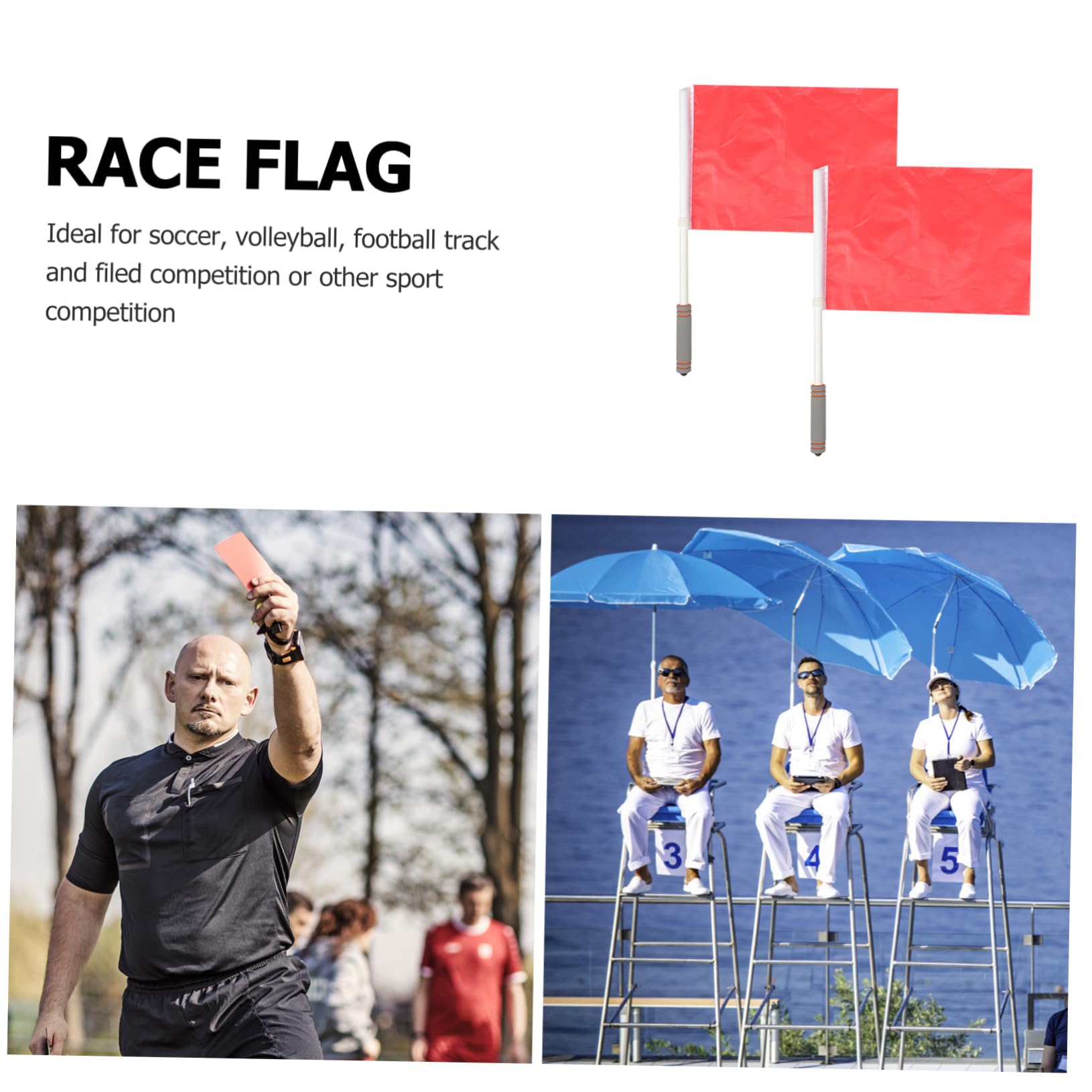 Outanaya 2pcs Referee Flag Commanding Signal Flags for Sports Racing Events Multi-Function Bright for Football Traffic Outdoor Activities