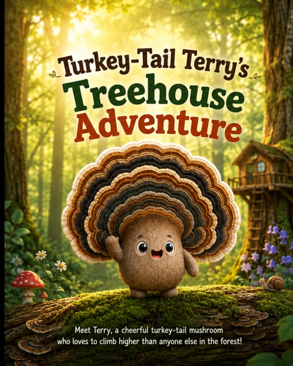 Turkeytail Terry's treehouse adventure. (Portobello mushroom friends)