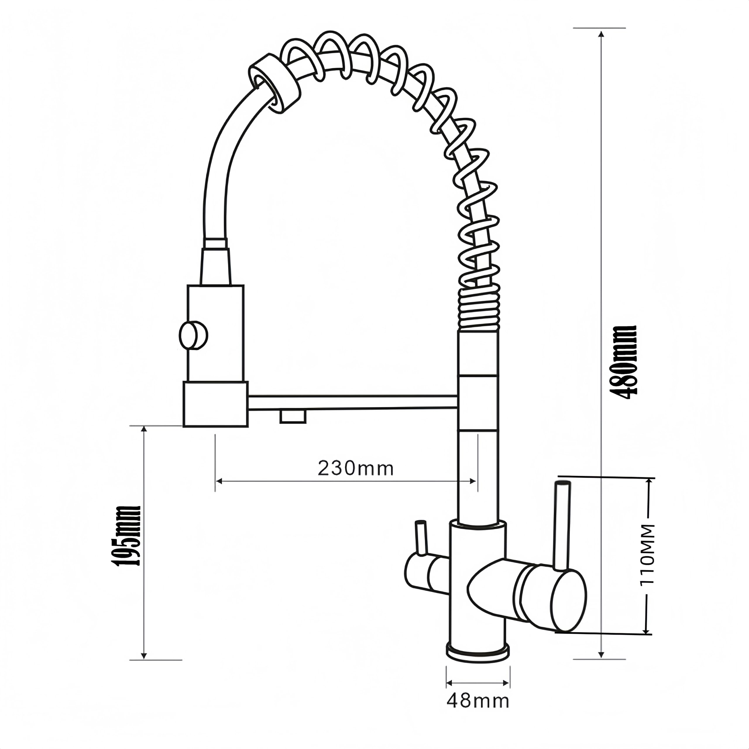 Rubinetto Da Cucina A 3 Vie In, Girevole A 360°, 3 in 1 Per Filtro Dell'Acqua, Rubinetto Cucina Con Doccetta Estraibile (Chrome)