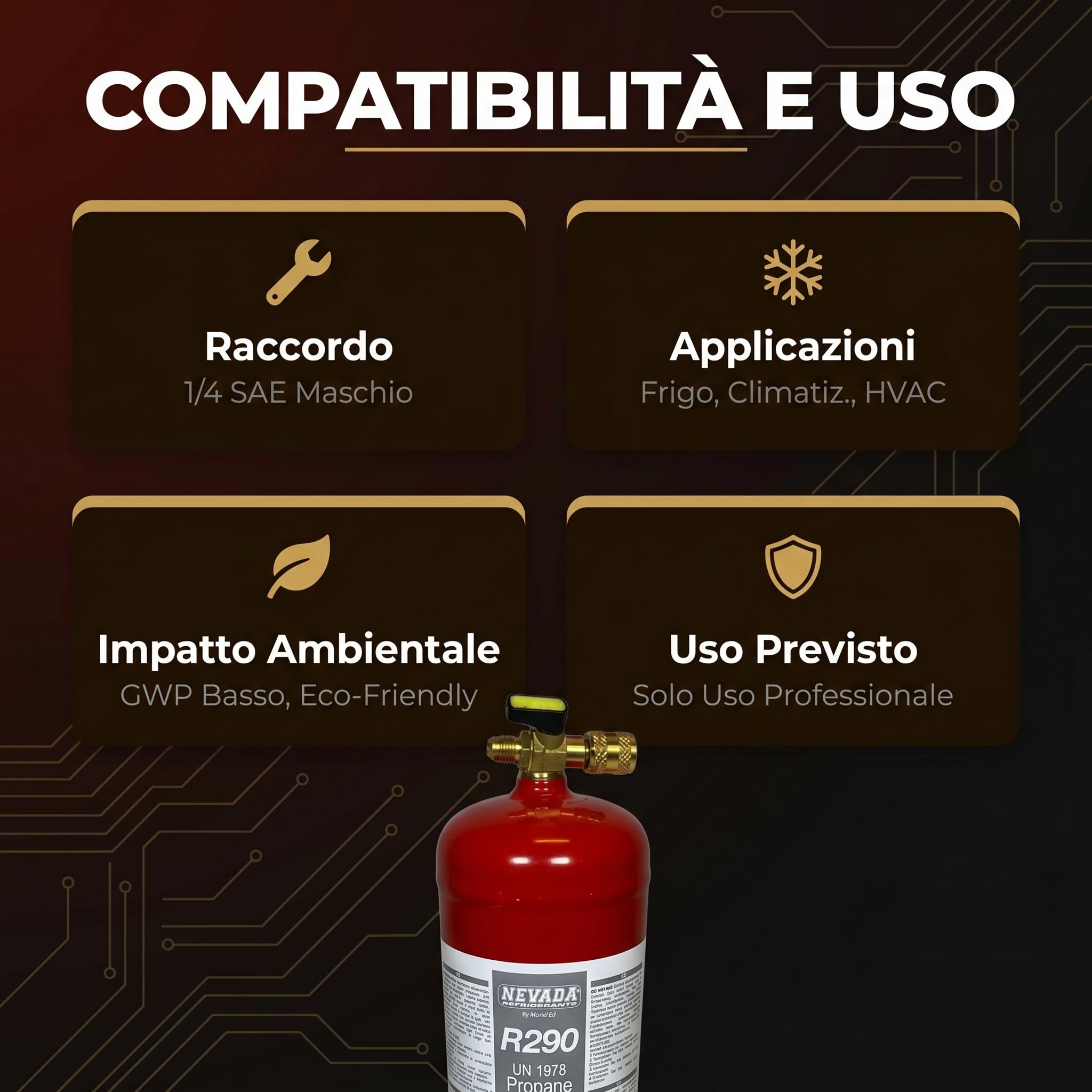 Gas Refrigerante R290 Propano in Bombola da 1Kg – Refrigerante Naturale per Climatizzatori e Frigoriferi – Alta Purezza – Bombola per Ricarica Impianti HVAC