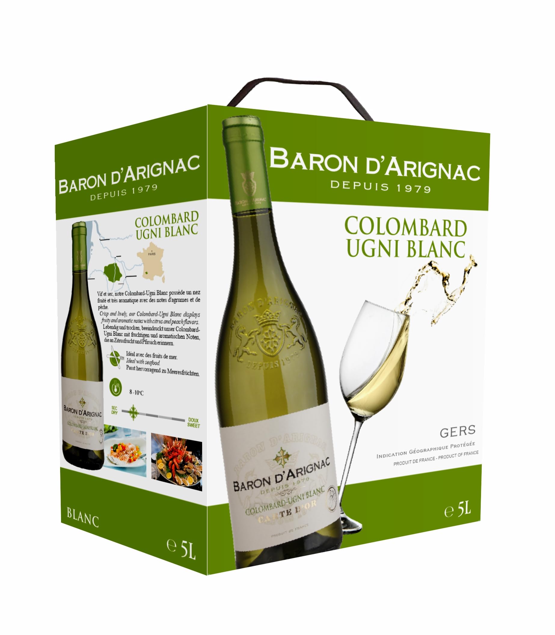 Baron d'Arignac - Colombard, Ugni Blanc, Weißwein in Bag-in-Box (1 x 5L)